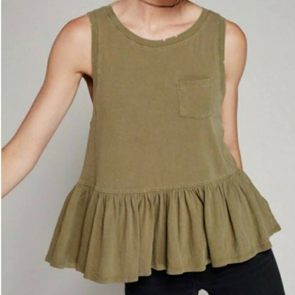 Free People army green peplum tank